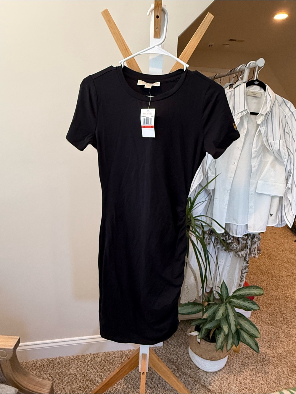 Michael Kors Black Short-Sleeve Crewneck Mini Dress